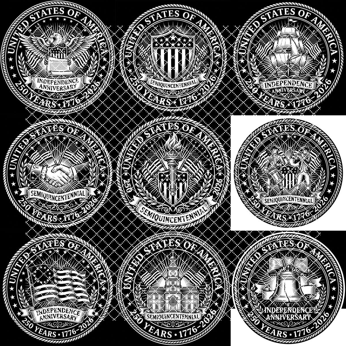 Fichiers de gravure laser America 250, motifs patriotiques de sous-verres en ardoise, lot PNG – Image 10