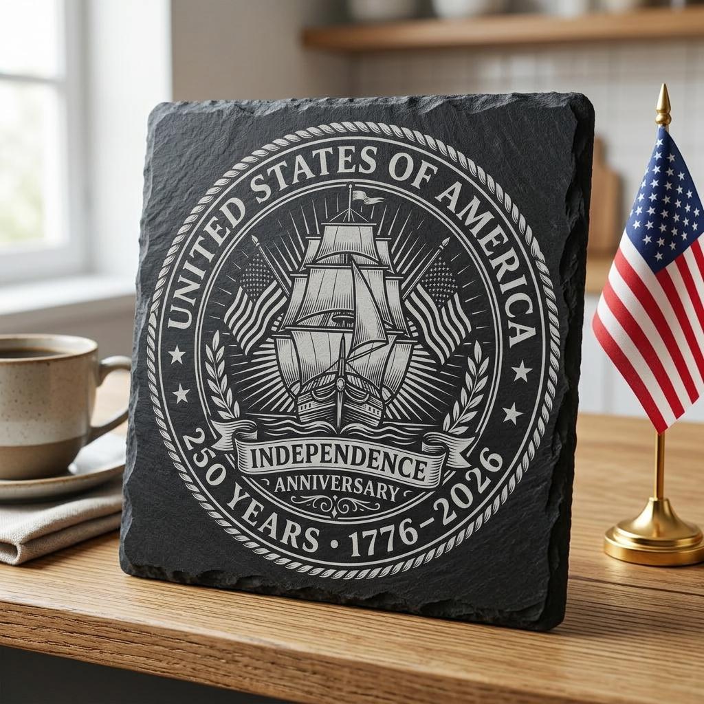 Fichiers de gravure laser America 250, motifs patriotiques de sous-verres en ardoise, lot PNG – Image 2