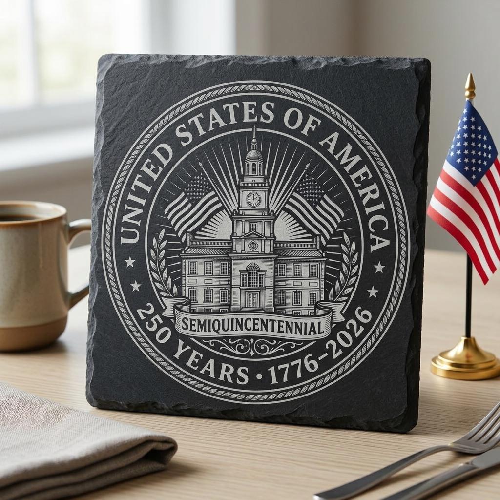 Fichiers de gravure laser America 250, motifs patriotiques de sous-verres en ardoise, lot PNG – Image 3