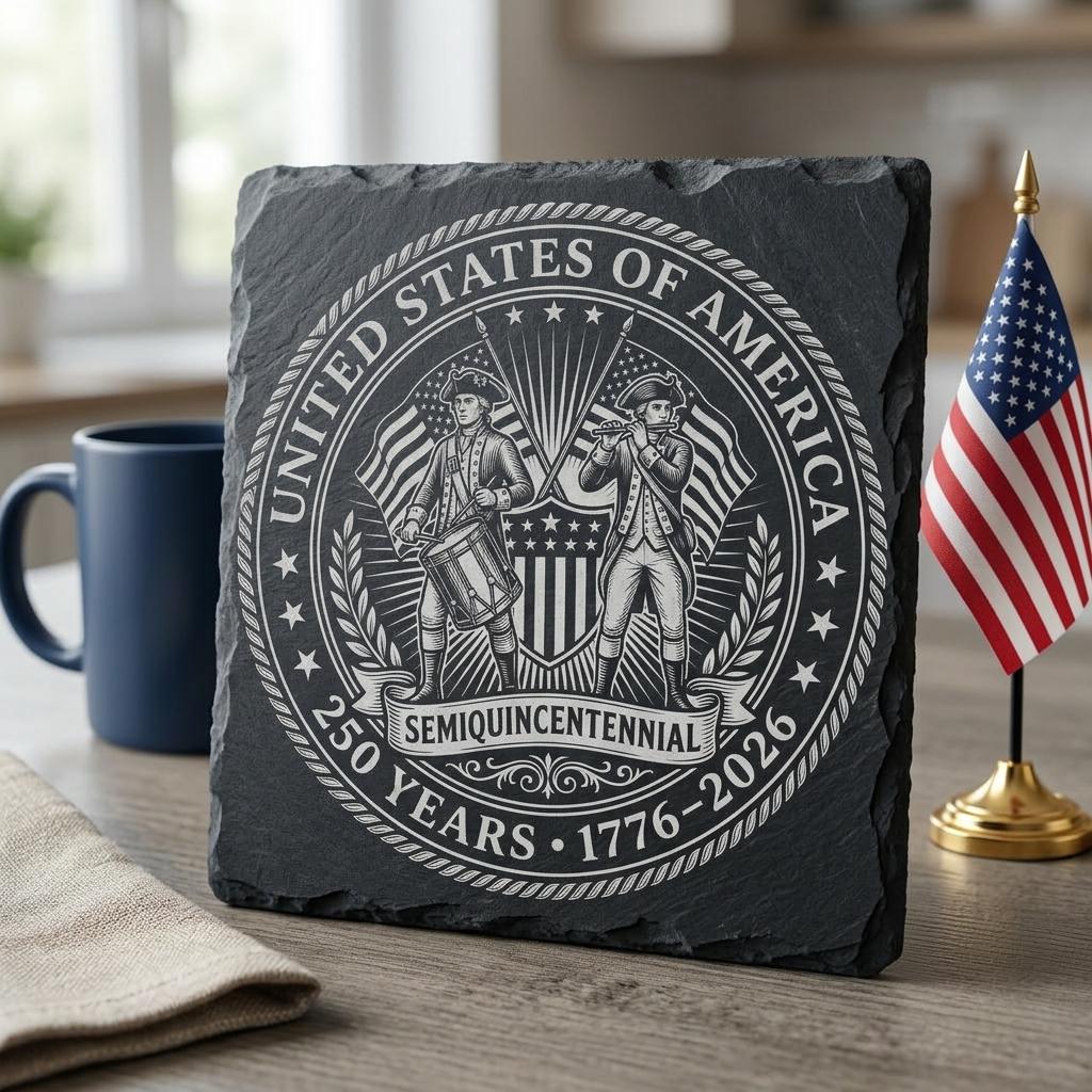 Fichiers de gravure laser America 250, motifs patriotiques de sous-verres en ardoise, lot PNG – Image 5