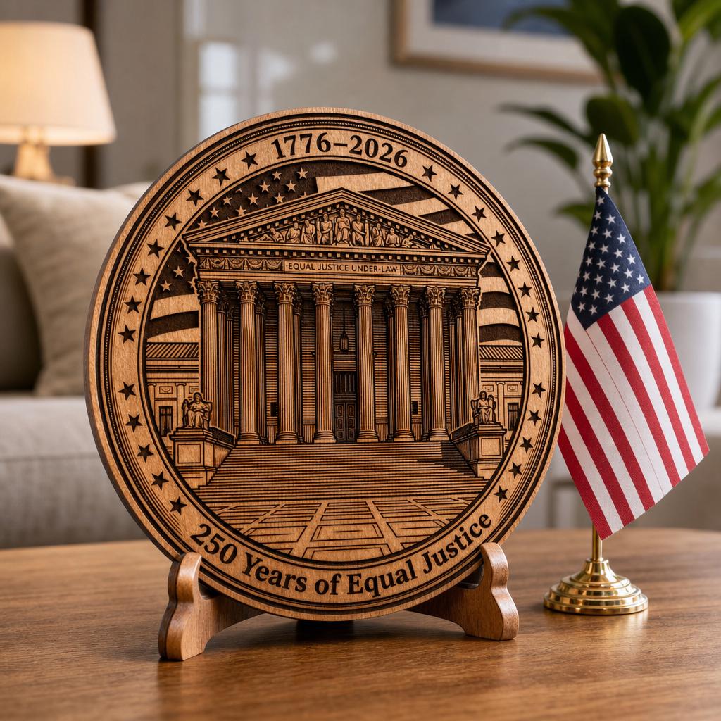 Incisione laser per il 250º anniversario dell’America, set di insegne in legno “Pilastri della Democrazia” - immagine 4