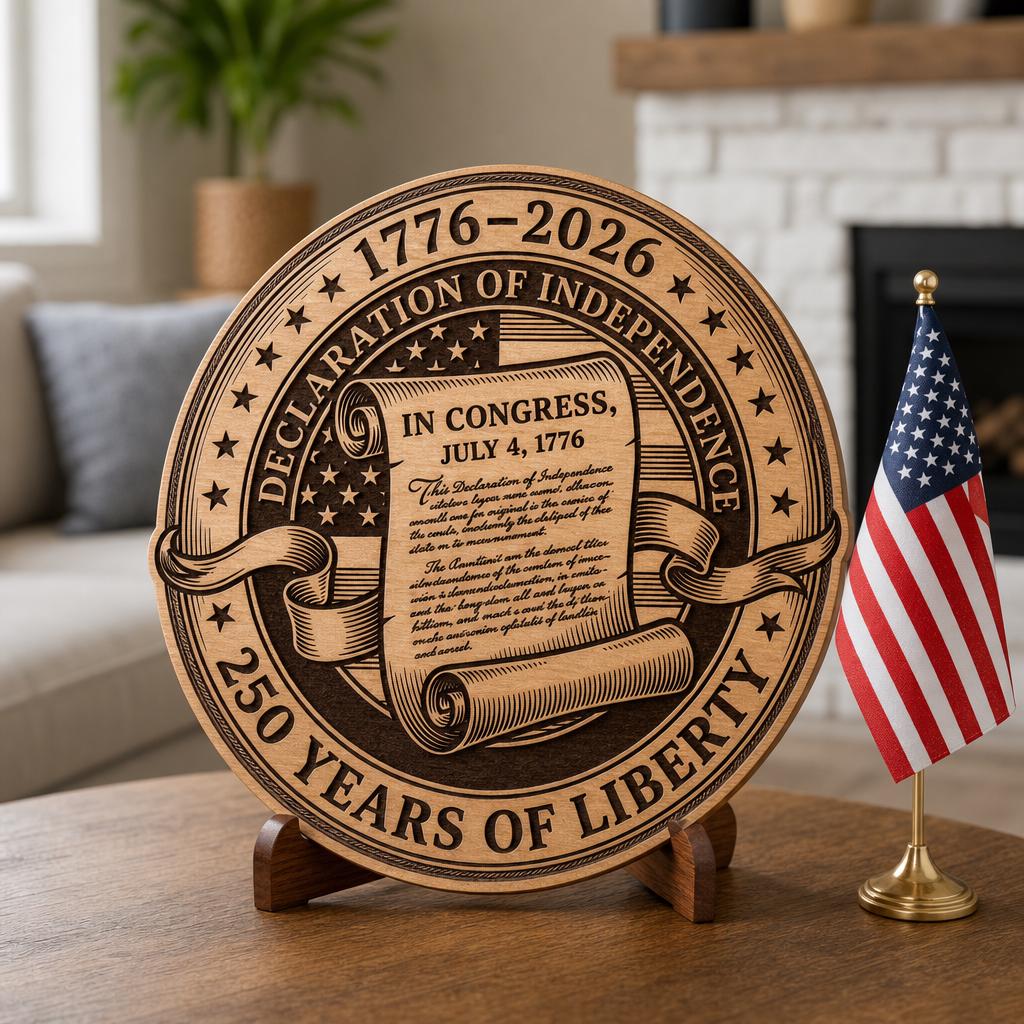 Incisione laser per il 250º anniversario dell’America, set di insegne in legno “Pilastri della Democrazia” - immagine 8