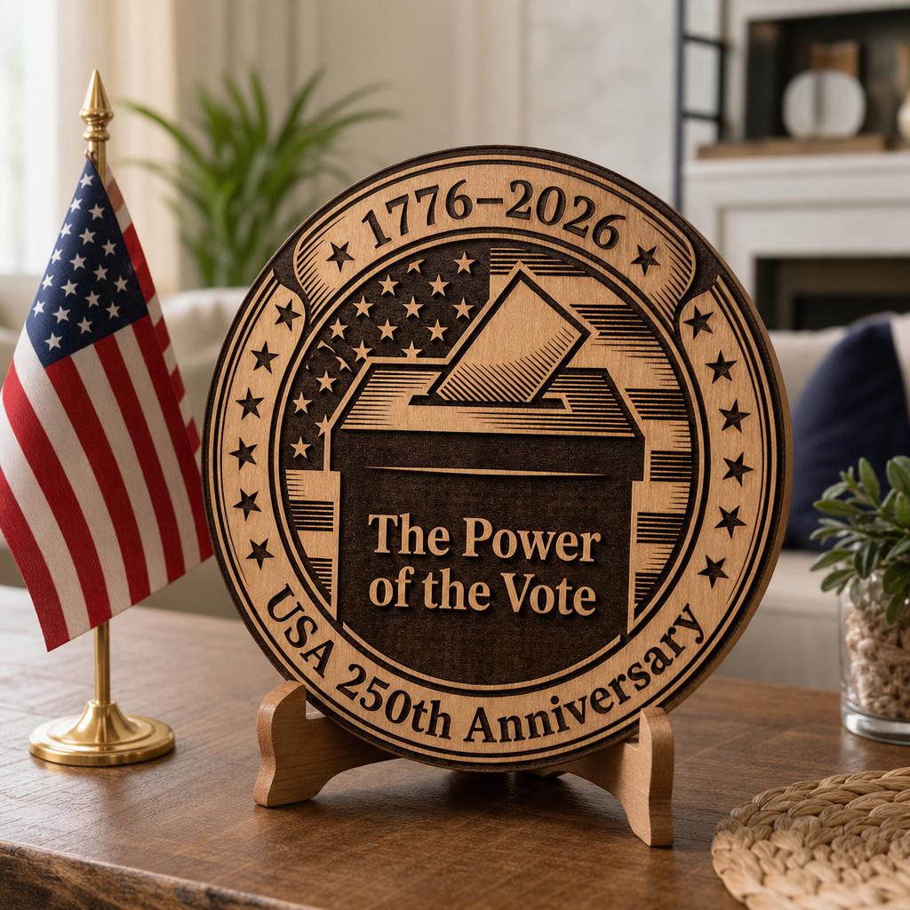 Incisione laser per il 250º anniversario dell’America, set di insegne in legno “Pilastri della Democrazia” - immagine 9