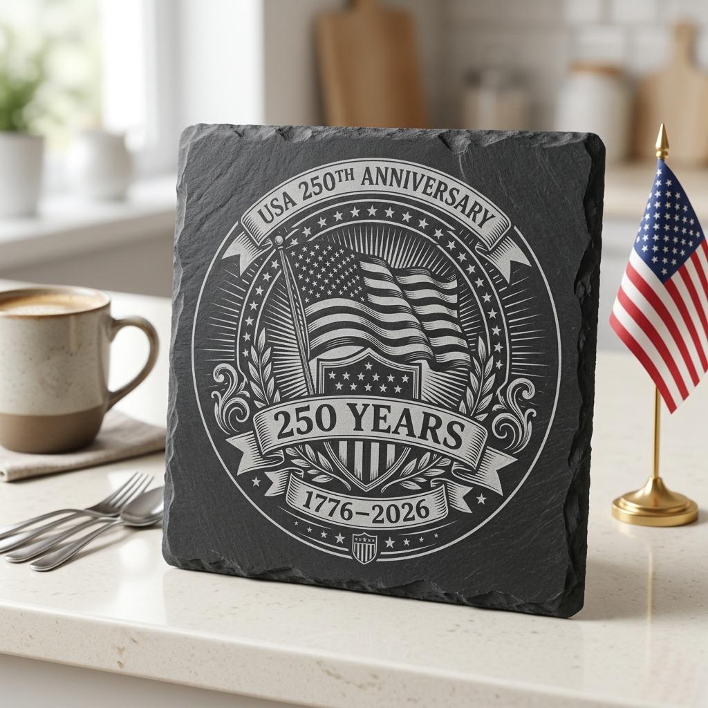 Fichier de gravure patriotique pour le 250e anniversaire de l’Amérique, motifs laser pour sous-verres en ardoise, emblèmes coloniaux – Image 5