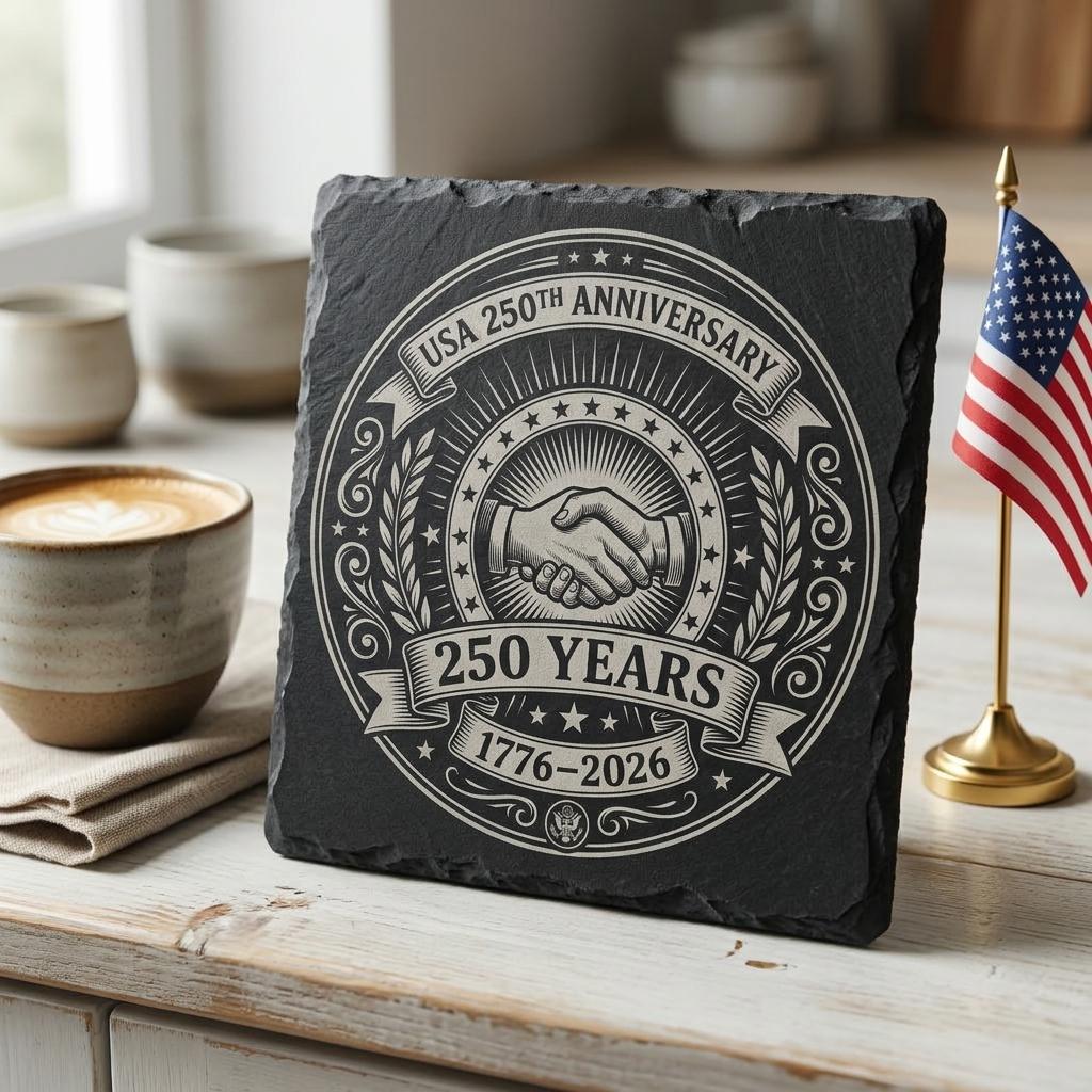 Fichier de gravure patriotique pour le 250e anniversaire de l’Amérique, motifs laser pour sous-verres en ardoise, emblèmes coloniaux – Image 8