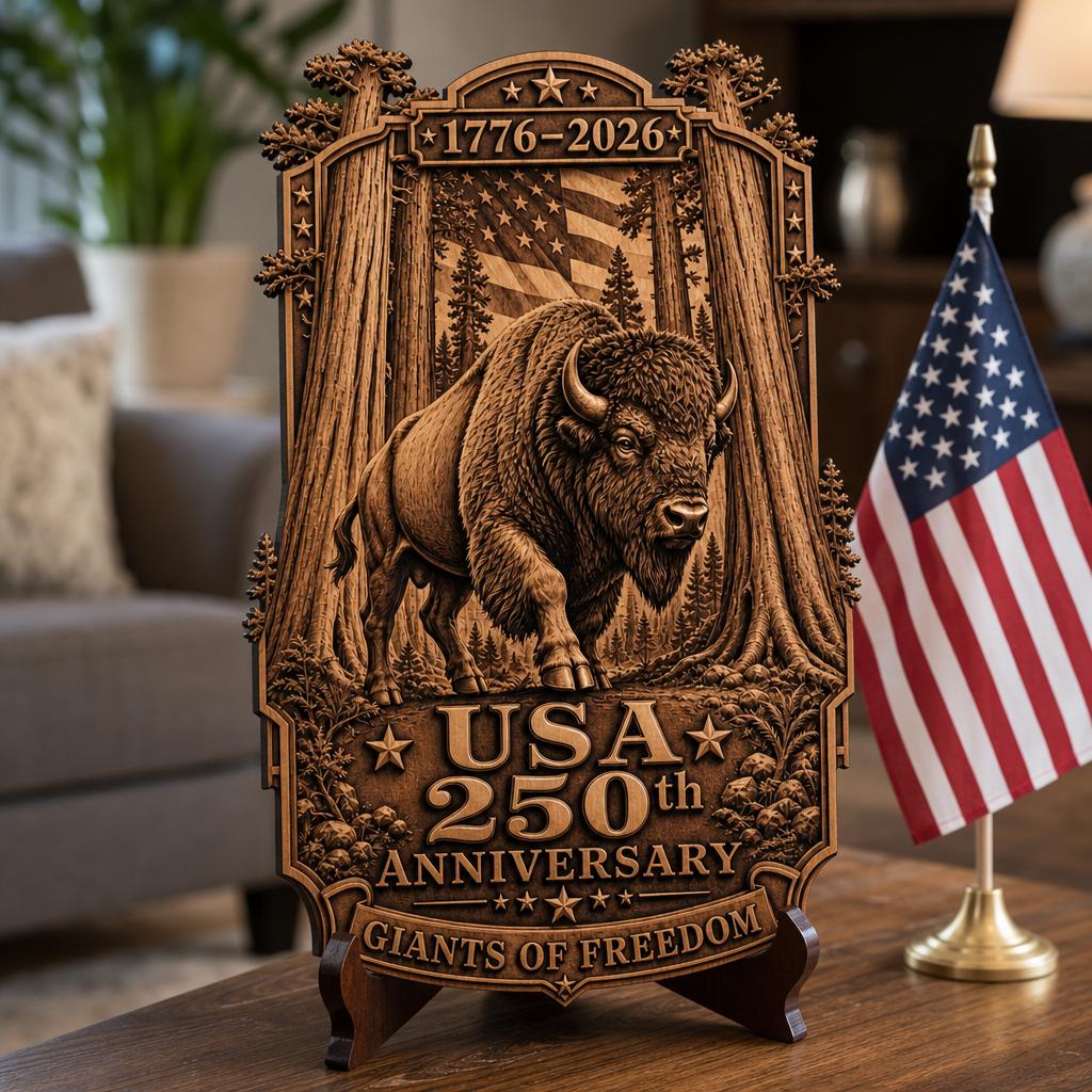Grabado láser de ilusión 3D de bisonte, 250.º de EE. UU., juego PNG de parques nacionales - Imagen 7