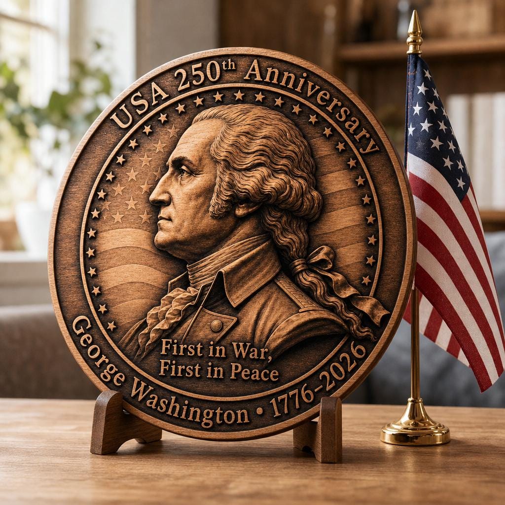Laser Engraving File, 3D Illusion Founding Fathers, Patriotic Wood Plaque Bundle