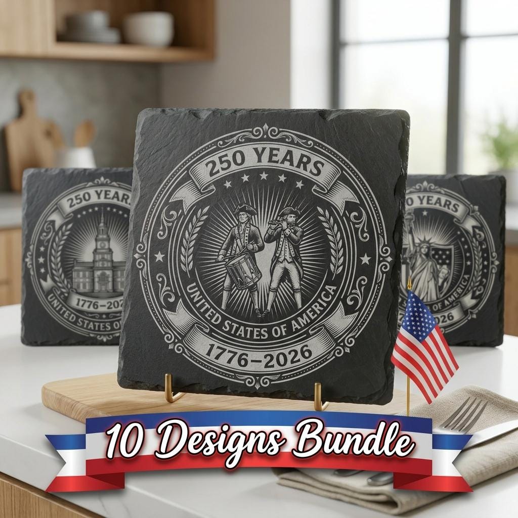Laser Engraving File, Patriotic USA Anniversary Coaster, Vintage Emblem PNG