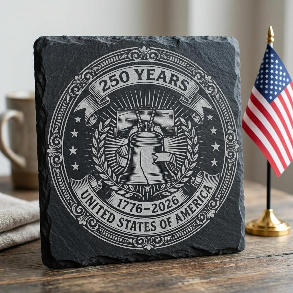 Fichier de gravure laser, sous-verre anniversaire patriote USA, emblème vintage PNG – Image 2