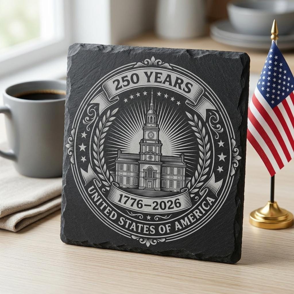 Fichier de gravure laser, sous-verre anniversaire patriote USA, emblème vintage PNG – Image 4