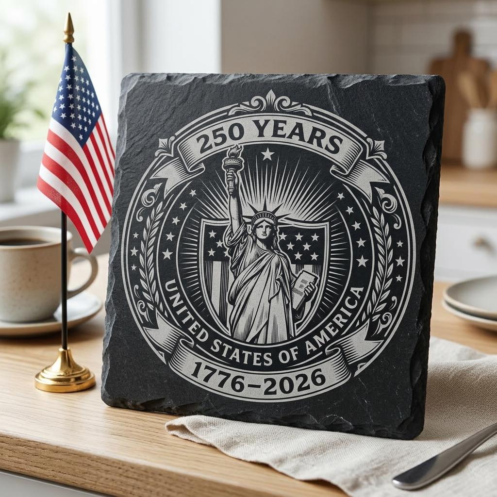 Fichier de gravure laser, sous-verre anniversaire patriote USA, emblème vintage PNG – Image 5