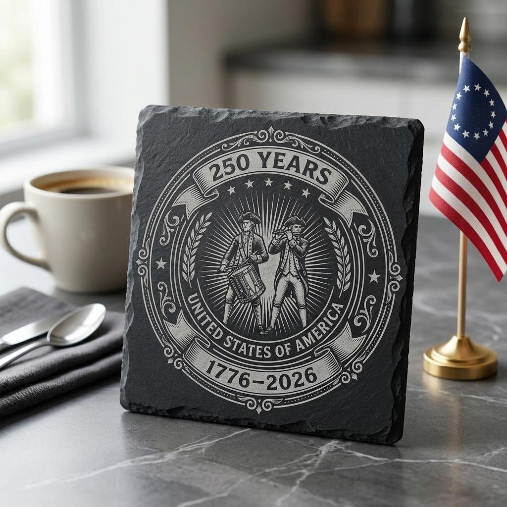 Fichier de gravure laser, sous-verre anniversaire patriote USA, emblème vintage PNG – Image 6