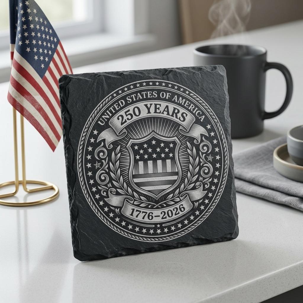 Fichier de gravure laser, sous-verre anniversaire patriote USA, emblème vintage PNG – Image 7