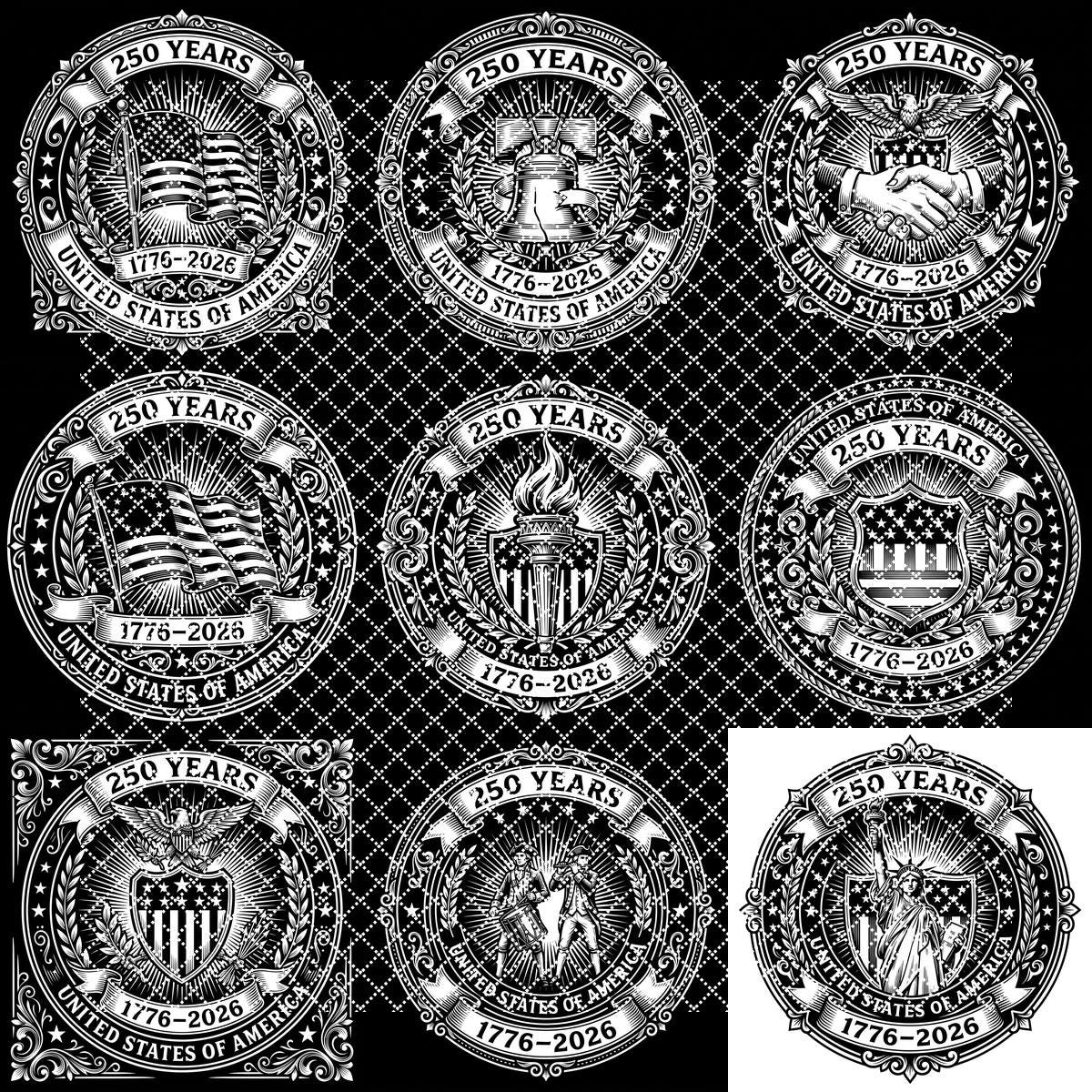 Fichier de gravure laser, sous-verre anniversaire patriote USA, emblème vintage PNG – Image 9