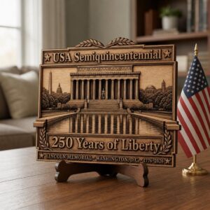 Laser Engraving File, USA Anniversary 3D Illusion, Patriotic Landmark PNG Bundle