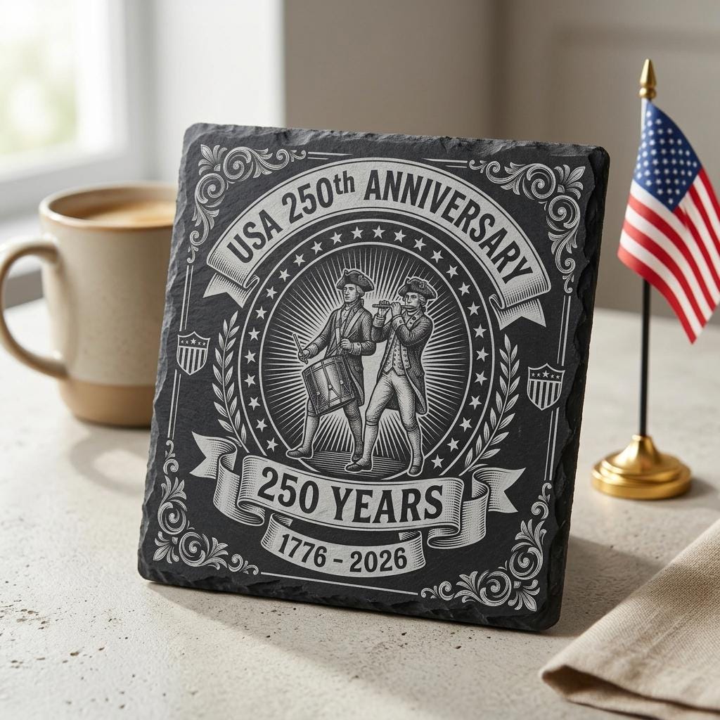 Archivos patrióticos para grabado láser, posavasos de pizarra del 250.º aniversario de América, conjunto PNG de 10 - Imagen 4