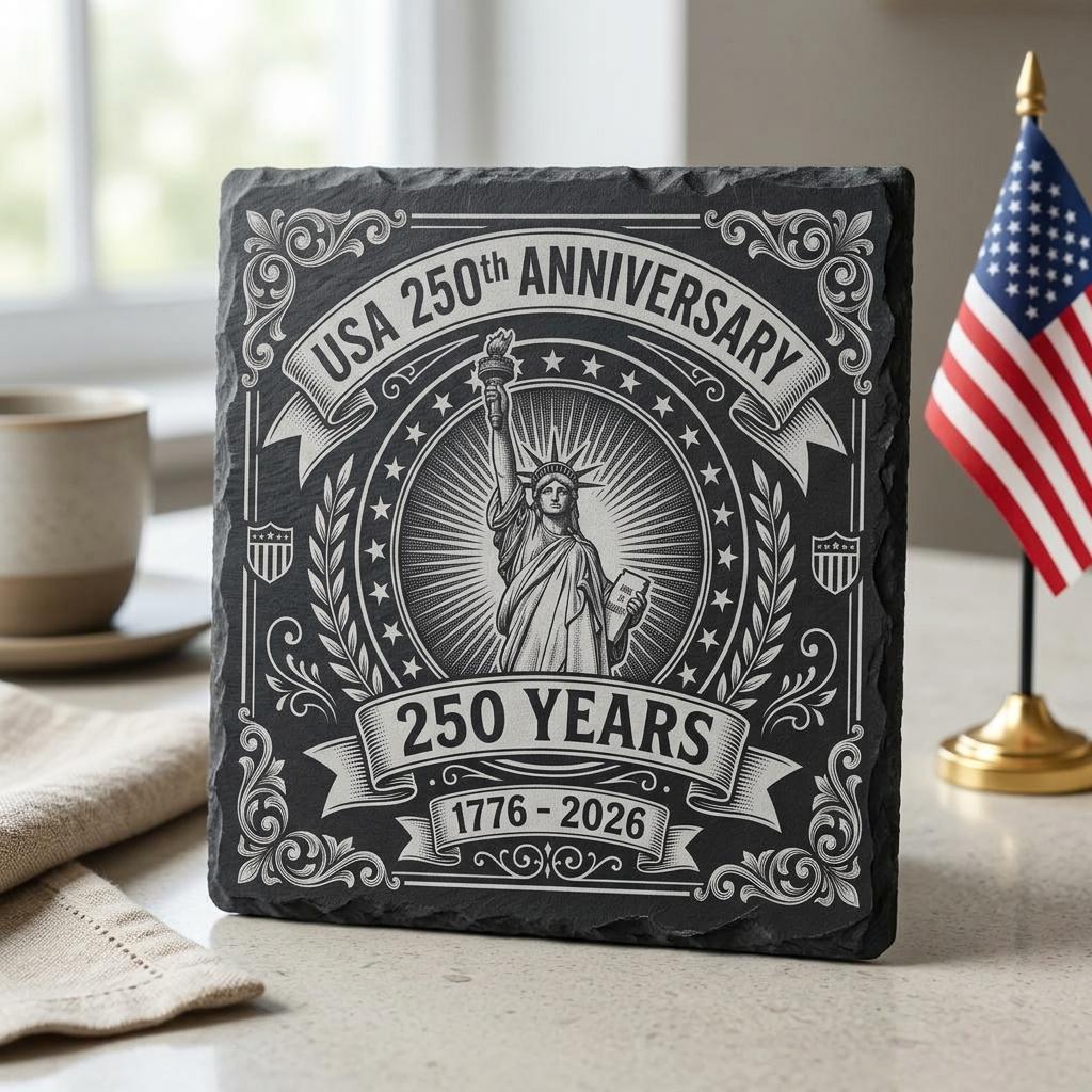 Archivos patrióticos para grabado láser, posavasos de pizarra del 250.º aniversario de América, conjunto PNG de 10 - Imagen 6