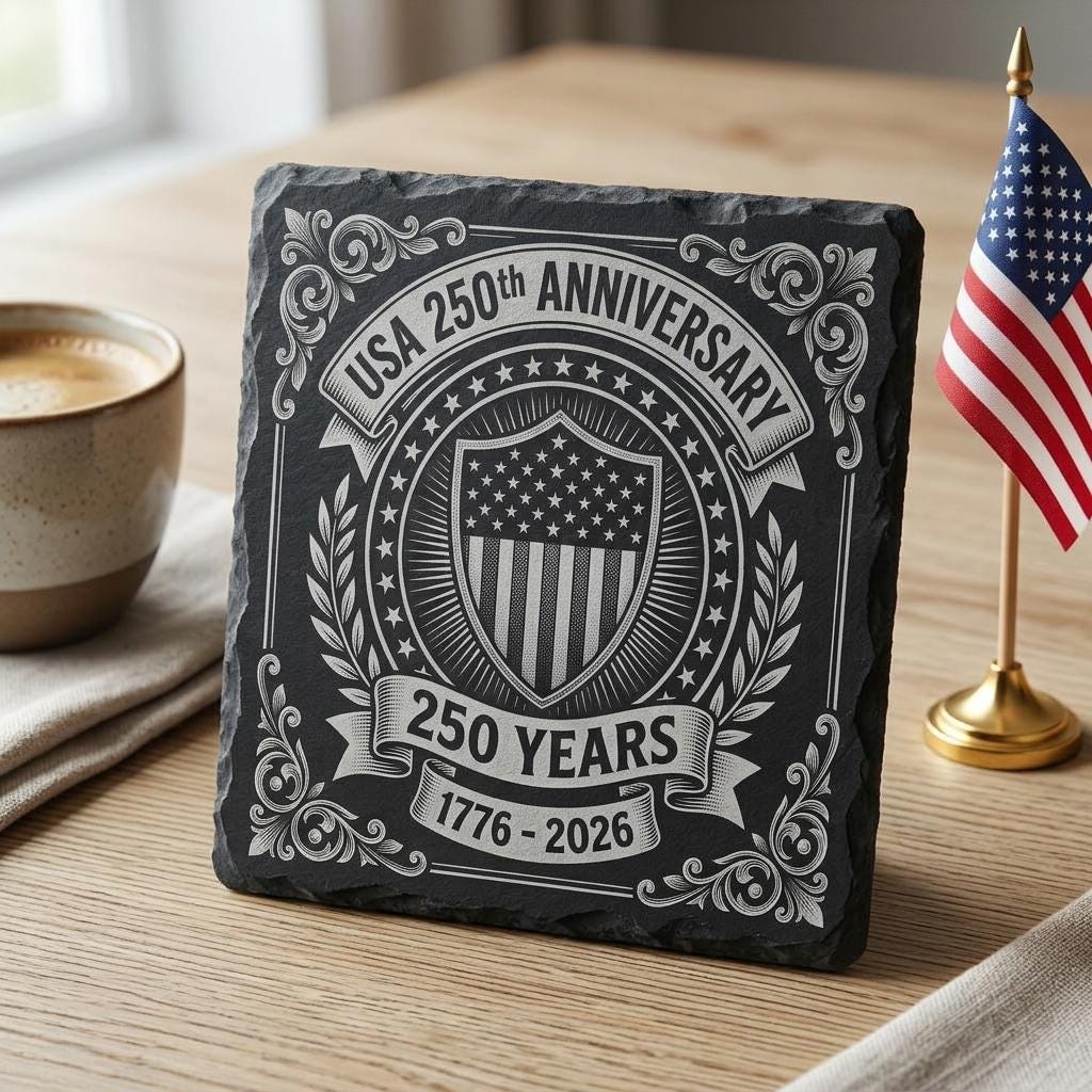 Archivos patrióticos para grabado láser, posavasos de pizarra del 250.º aniversario de América, conjunto PNG de 10 - Imagen 9