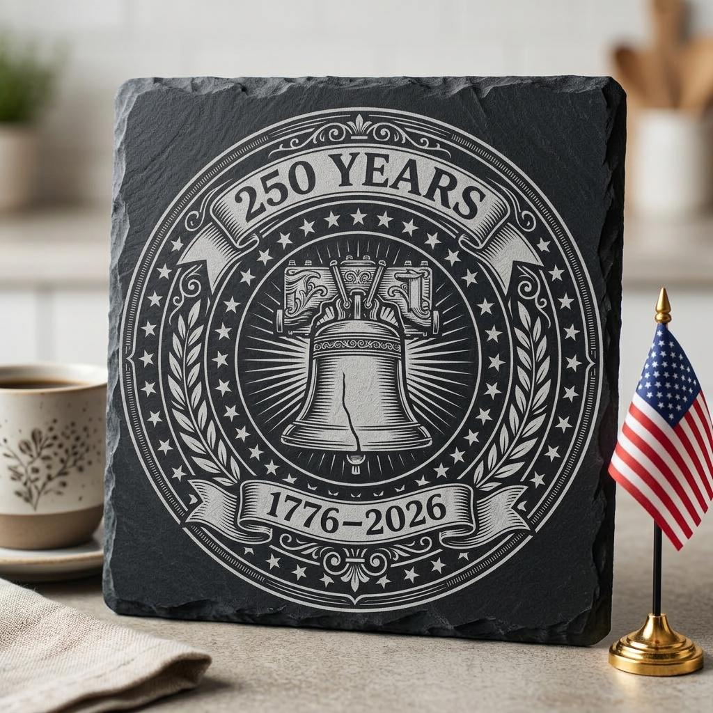 Conceptions de sous-verres en ardoise patriotiques, lot de fichiers de gravure pour le 250e anniversaire de l’Amérique – Image 2