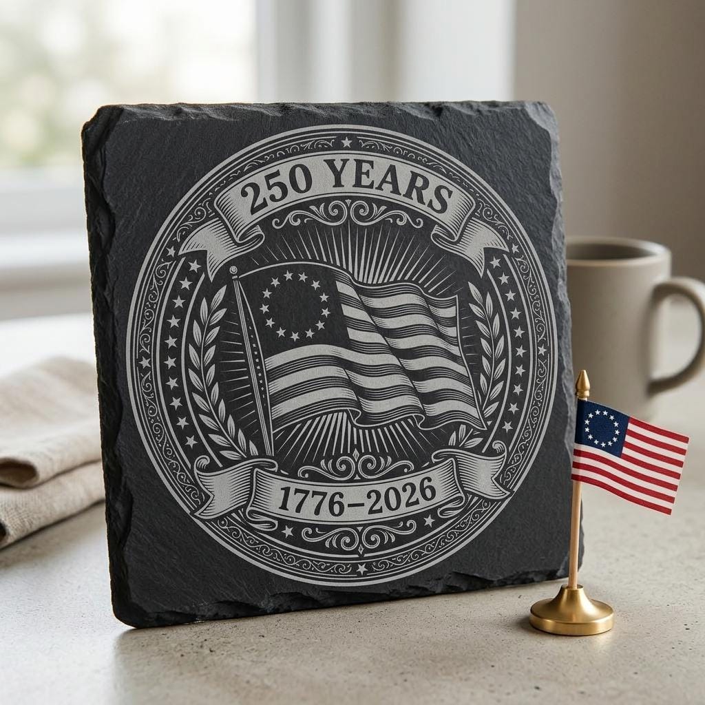 Conceptions de sous-verres en ardoise patriotiques, lot de fichiers de gravure pour le 250e anniversaire de l’Amérique – Image 3