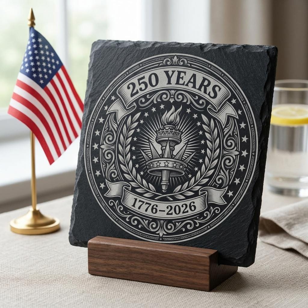 Conceptions de sous-verres en ardoise patriotiques, lot de fichiers de gravure pour le 250e anniversaire de l’Amérique – Image 4