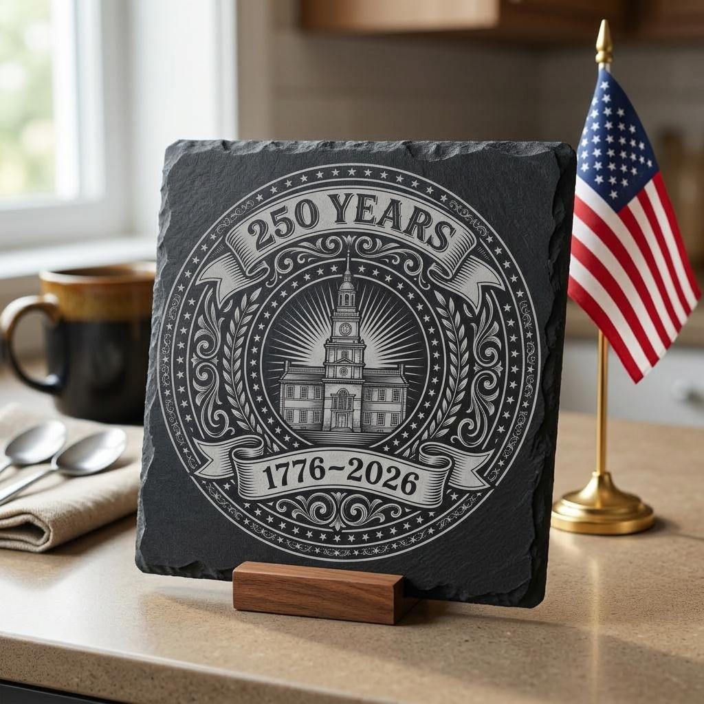 Conceptions de sous-verres en ardoise patriotiques, lot de fichiers de gravure pour le 250e anniversaire de l’Amérique – Image 5