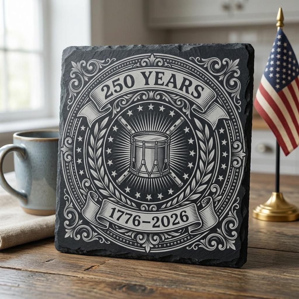 Conceptions de sous-verres en ardoise patriotiques, lot de fichiers de gravure pour le 250e anniversaire de l’Amérique – Image 6