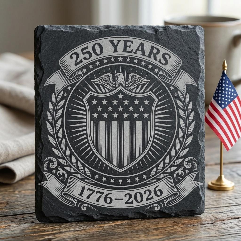 Conceptions de sous-verres en ardoise patriotiques, lot de fichiers de gravure pour le 250e anniversaire de l’Amérique – Image 7