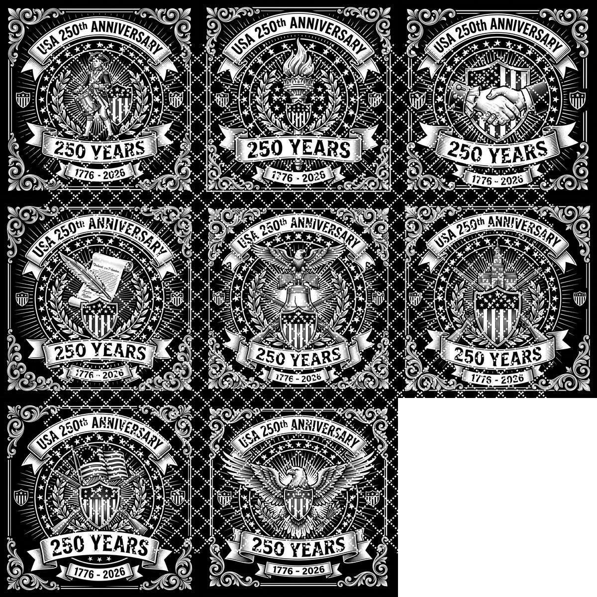 Fichier de gravure pour sous-verre en ardoise patriotique, PNG drapeau à aigle pour le 250e anniversaire des États-Unis – Image 10