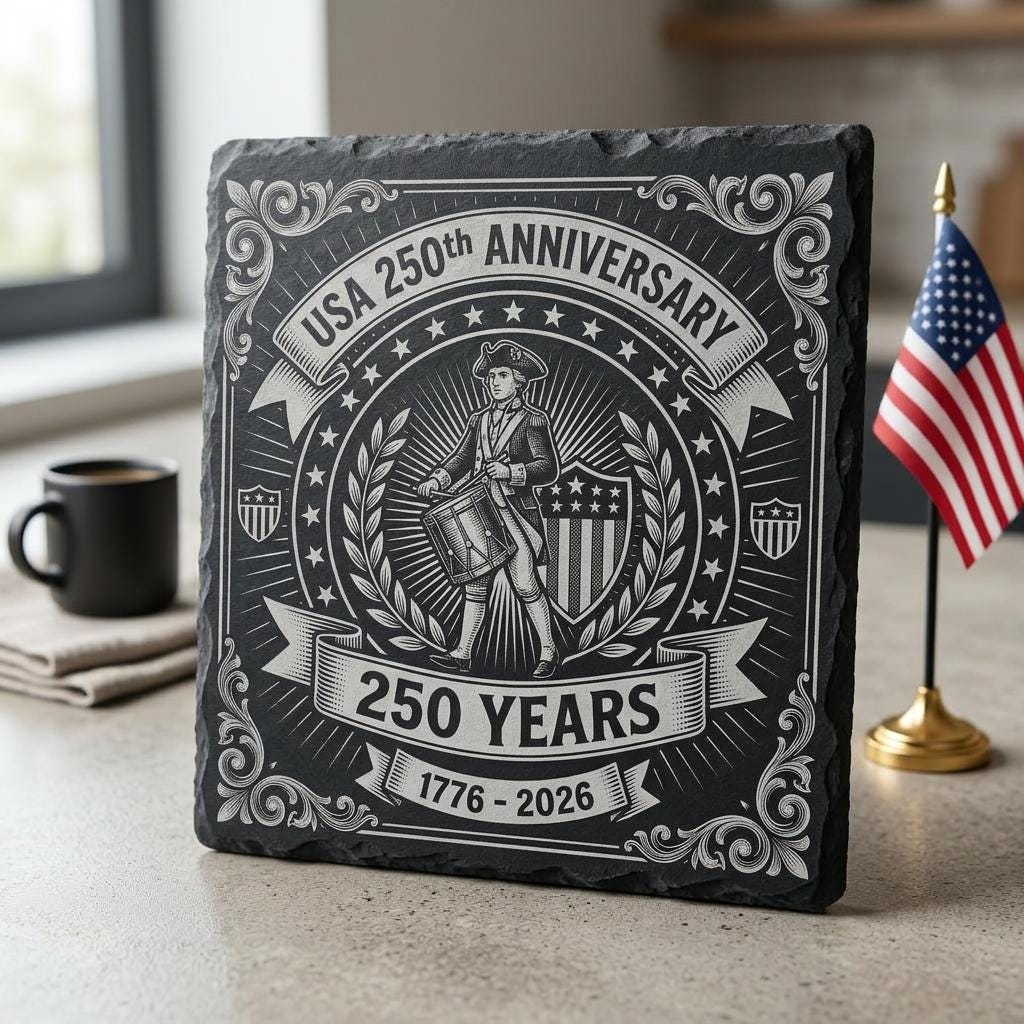 Fichier de gravure pour sous-verre en ardoise patriotique, PNG drapeau à aigle pour le 250e anniversaire des États-Unis – Image 3