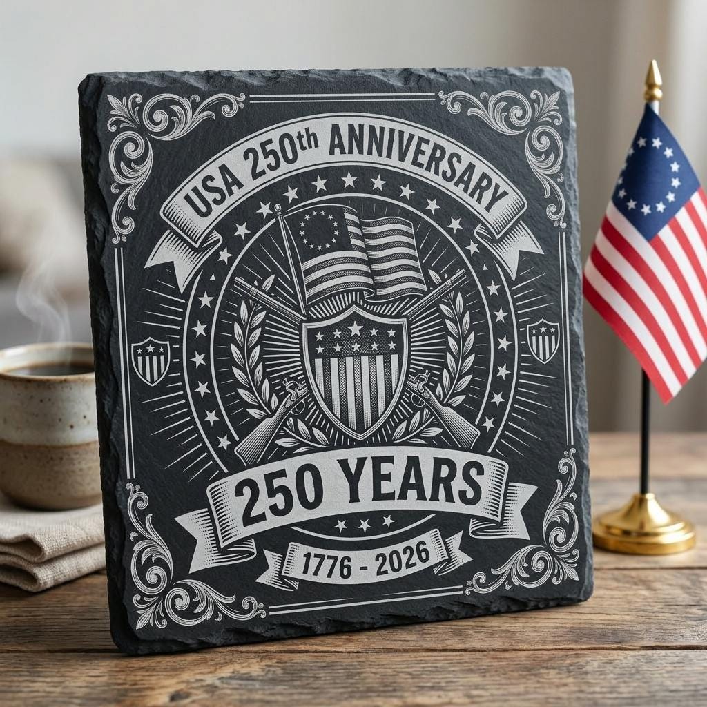 Fichier de gravure pour sous-verre en ardoise patriotique, PNG drapeau à aigle pour le 250e anniversaire des États-Unis – Image 4