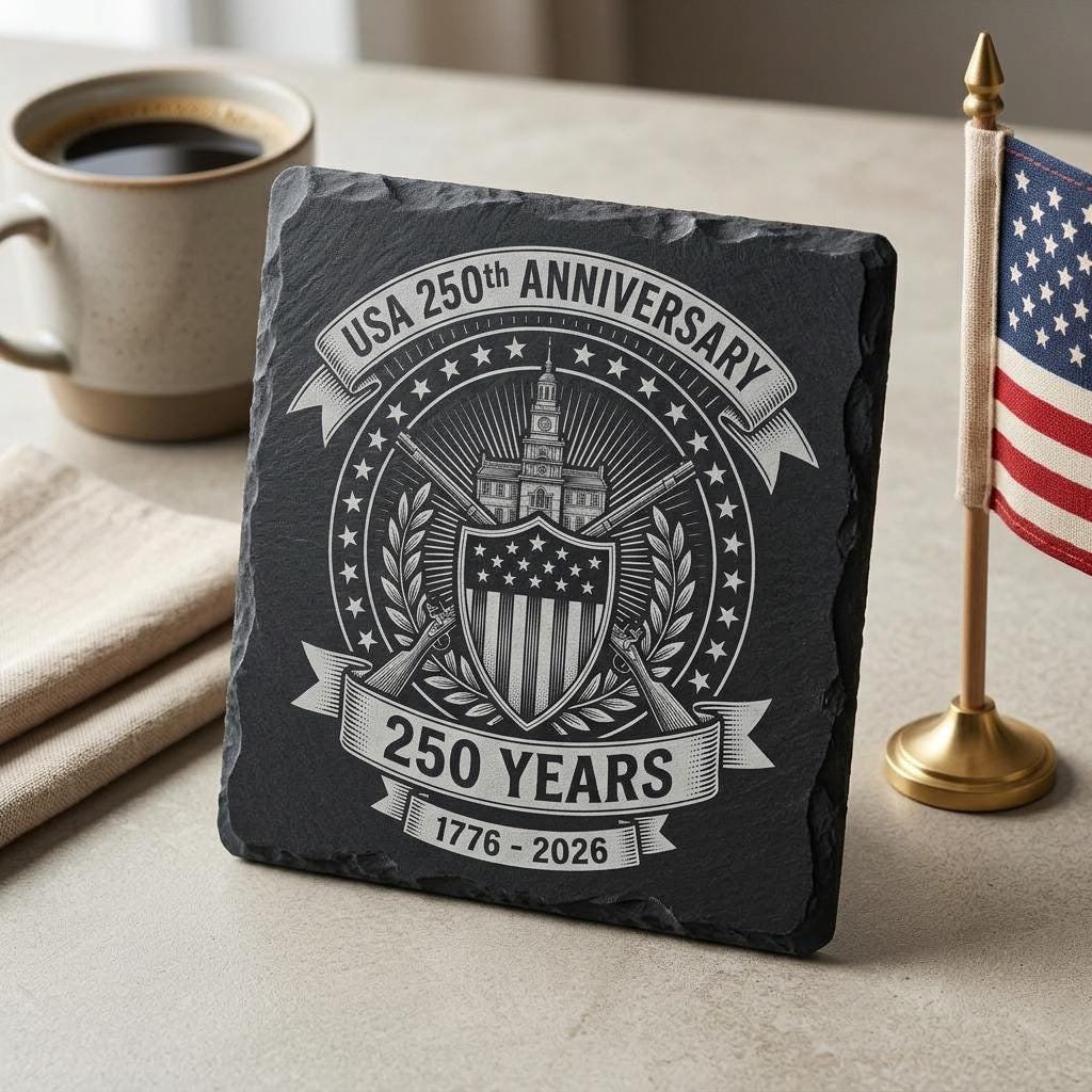 Fichier de gravure pour sous-verre en ardoise patriotique, PNG drapeau à aigle pour le 250e anniversaire des États-Unis – Image 5