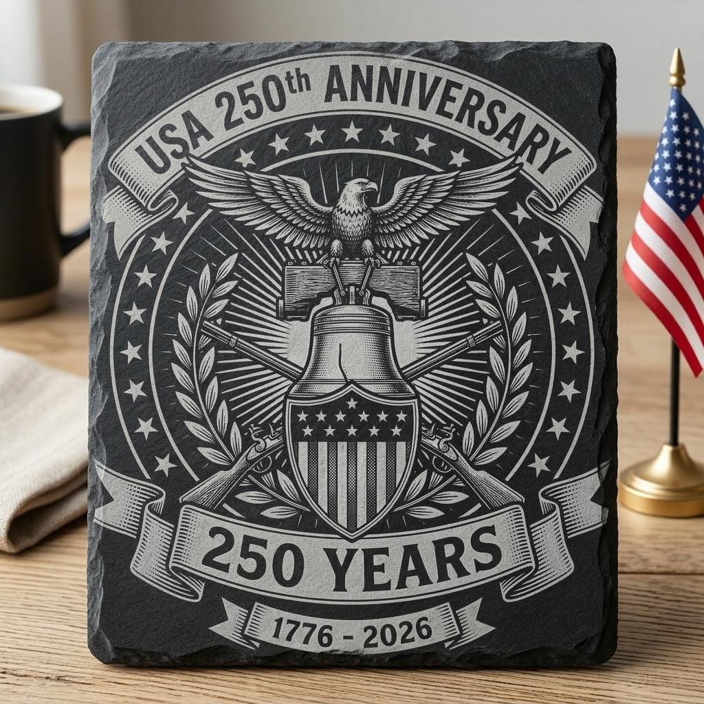 Fichier de gravure pour sous-verre en ardoise patriotique, PNG drapeau à aigle pour le 250e anniversaire des États-Unis – Image 6