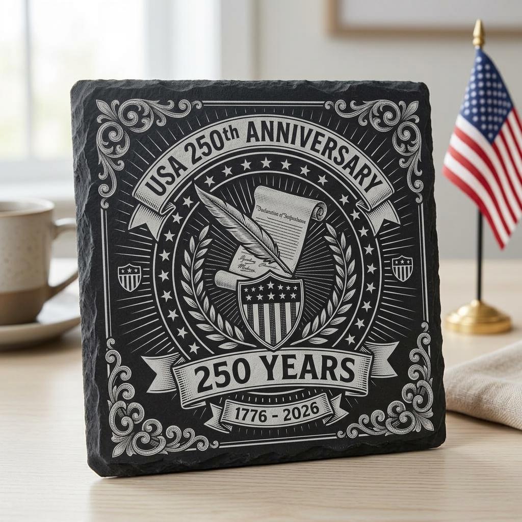 Fichier de gravure pour sous-verre en ardoise patriotique, PNG drapeau à aigle pour le 250e anniversaire des États-Unis – Image 7