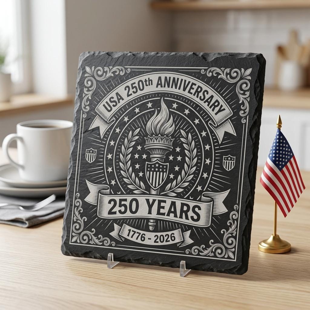 Fichier de gravure pour sous-verre en ardoise patriotique, PNG drapeau à aigle pour le 250e anniversaire des États-Unis – Image 9