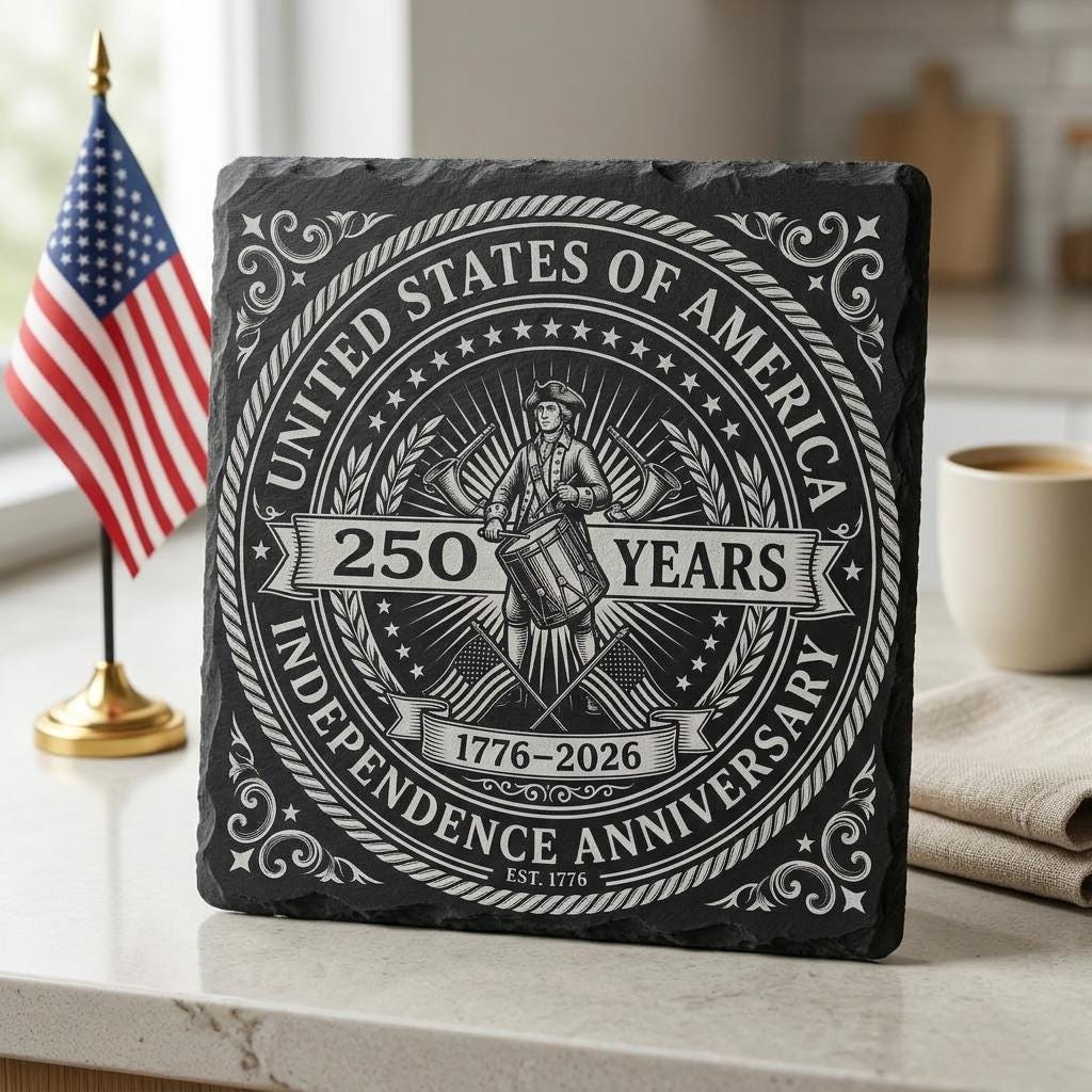 Fichier de gravure pour sous-verre en ardoise patriotique, 250e anniversaire des États-Unis, motifs PNG – Image 5