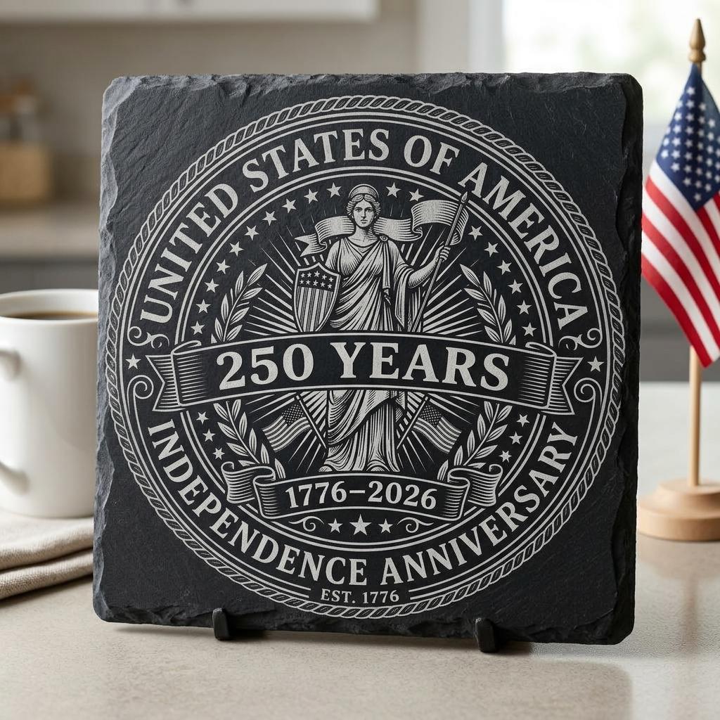 Fichier de gravure pour sous-verre en ardoise patriotique, 250e anniversaire des États-Unis, motifs PNG – Image 8