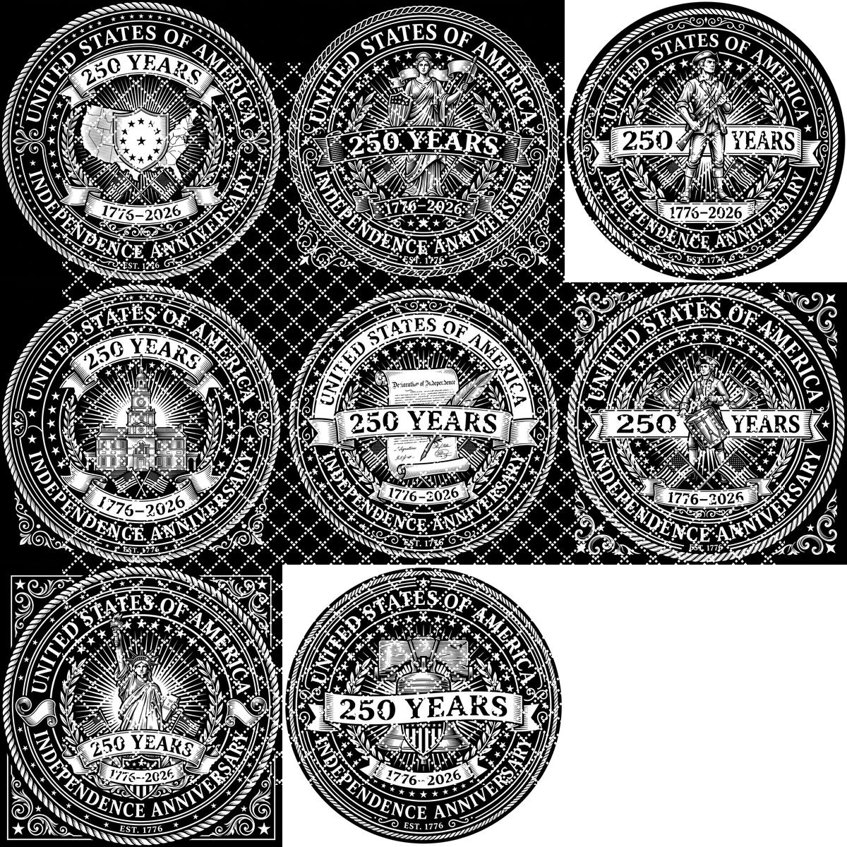 Fichier de gravure pour sous-verre en ardoise patriotique, 250e anniversaire des États-Unis, motifs PNG – Image 9