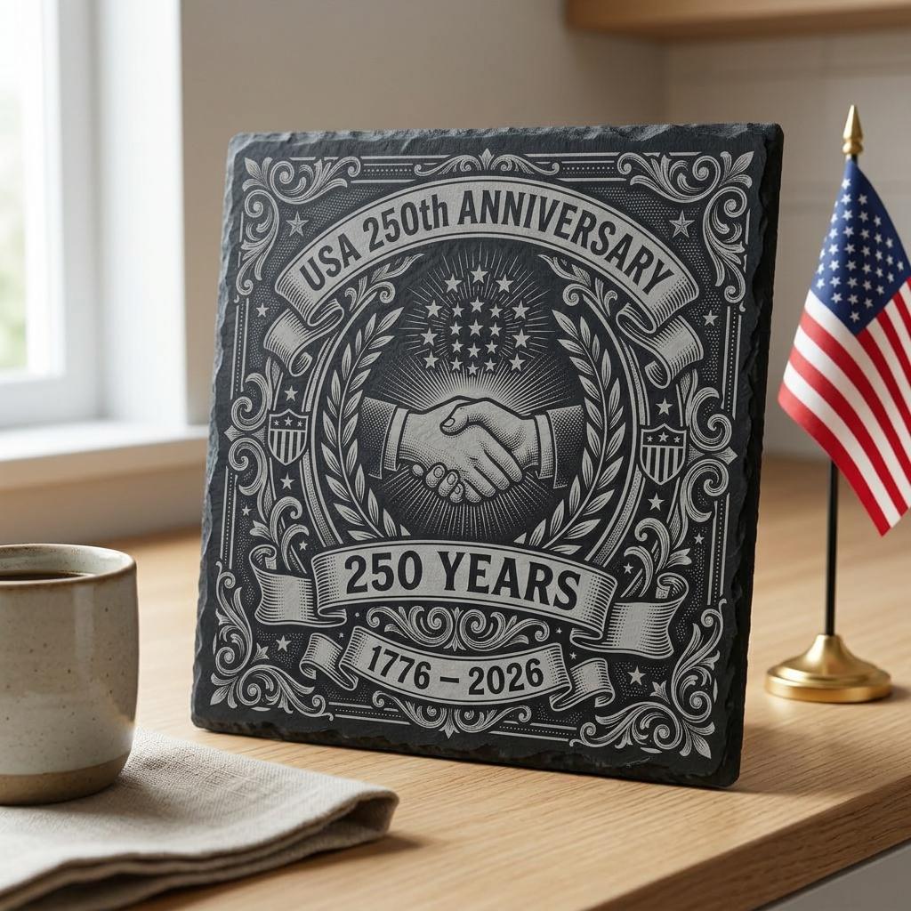 Fichiers de gravure pour sous-verres en ardoise patriotiques, lot du 250e anniversaire des États-Unis – Image 2