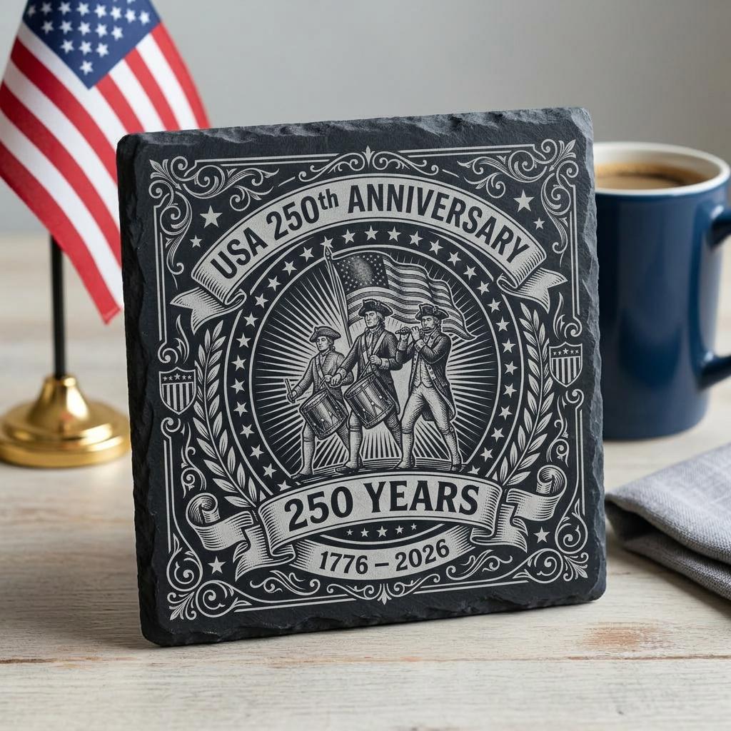 Fichiers de gravure pour sous-verres en ardoise patriotiques, lot du 250e anniversaire des États-Unis – Image 4