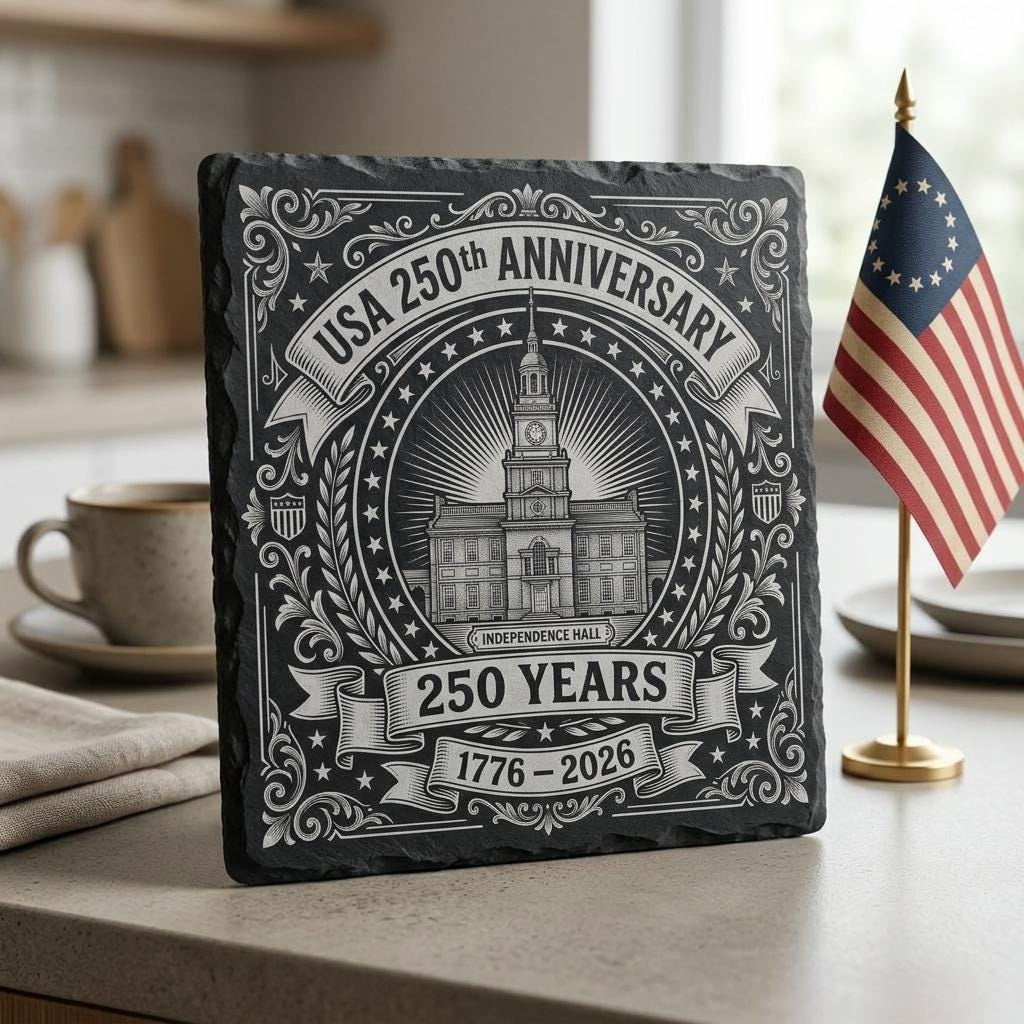 Fichiers de gravure pour sous-verres en ardoise patriotiques, lot du 250e anniversaire des États-Unis – Image 7