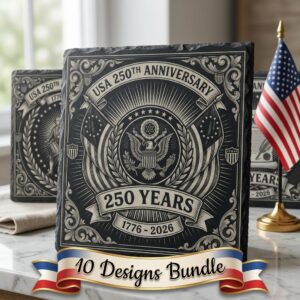 Patriotic USA Engraving Laser File, 9 Slate Coaster Emblem Designs Download