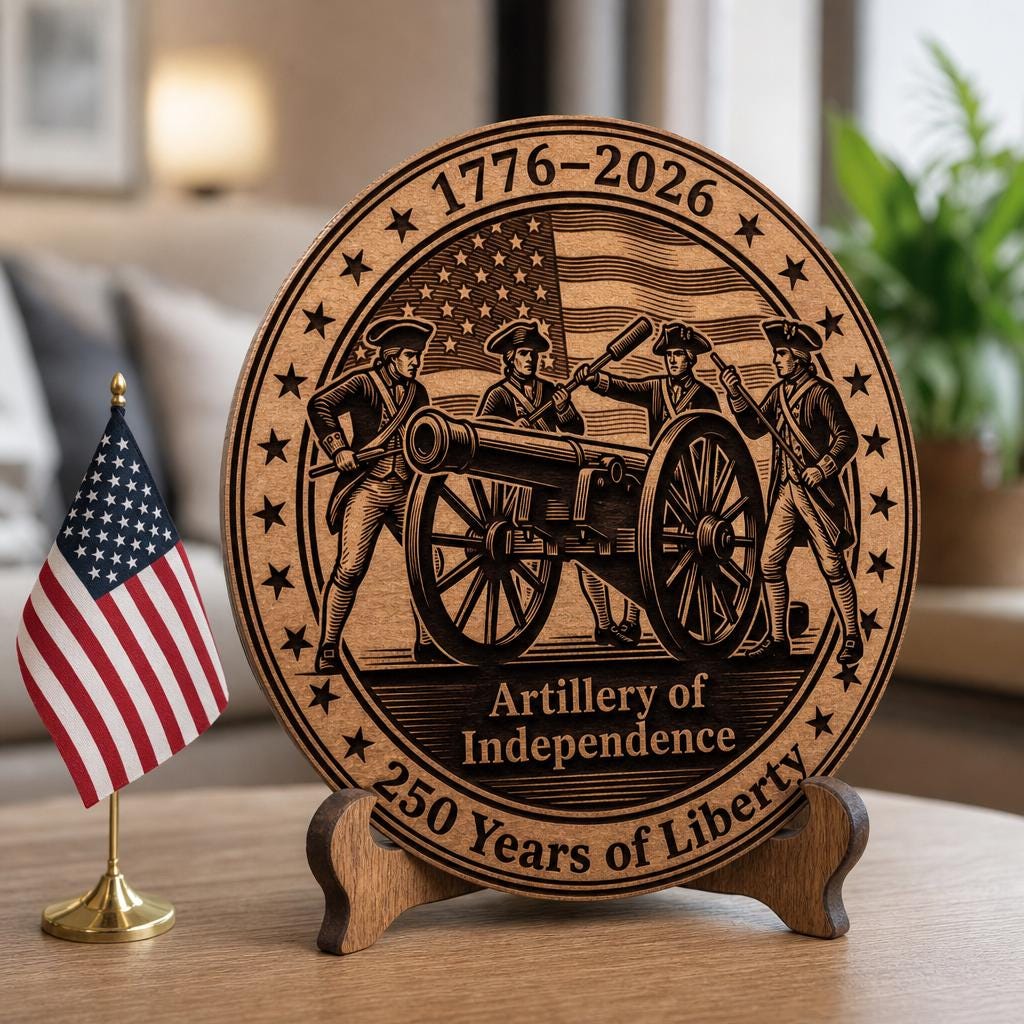 Pacchetto di incisioni sulla Guerra d’Indipendenza, design di cartello in legno patriottico per il 250º anniversario degli USA - immagine 11