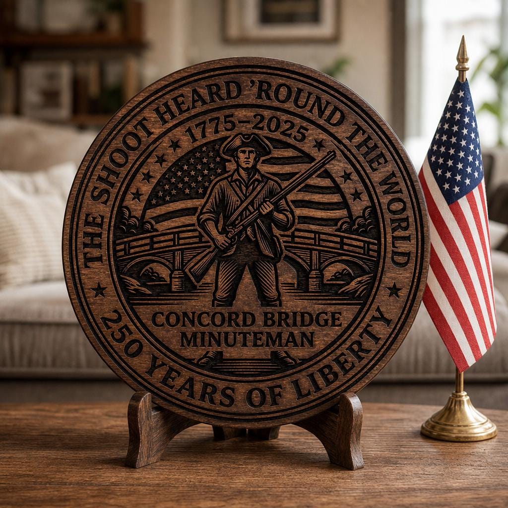 Pacchetto di incisioni sulla Guerra d’Indipendenza, design di cartello in legno patriottico per il 250º anniversario degli USA - immagine 2