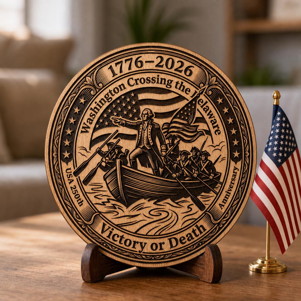 Pacchetto di incisioni sulla Guerra d’Indipendenza, design di cartello in legno patriottico per il 250º anniversario degli USA - immagine 3