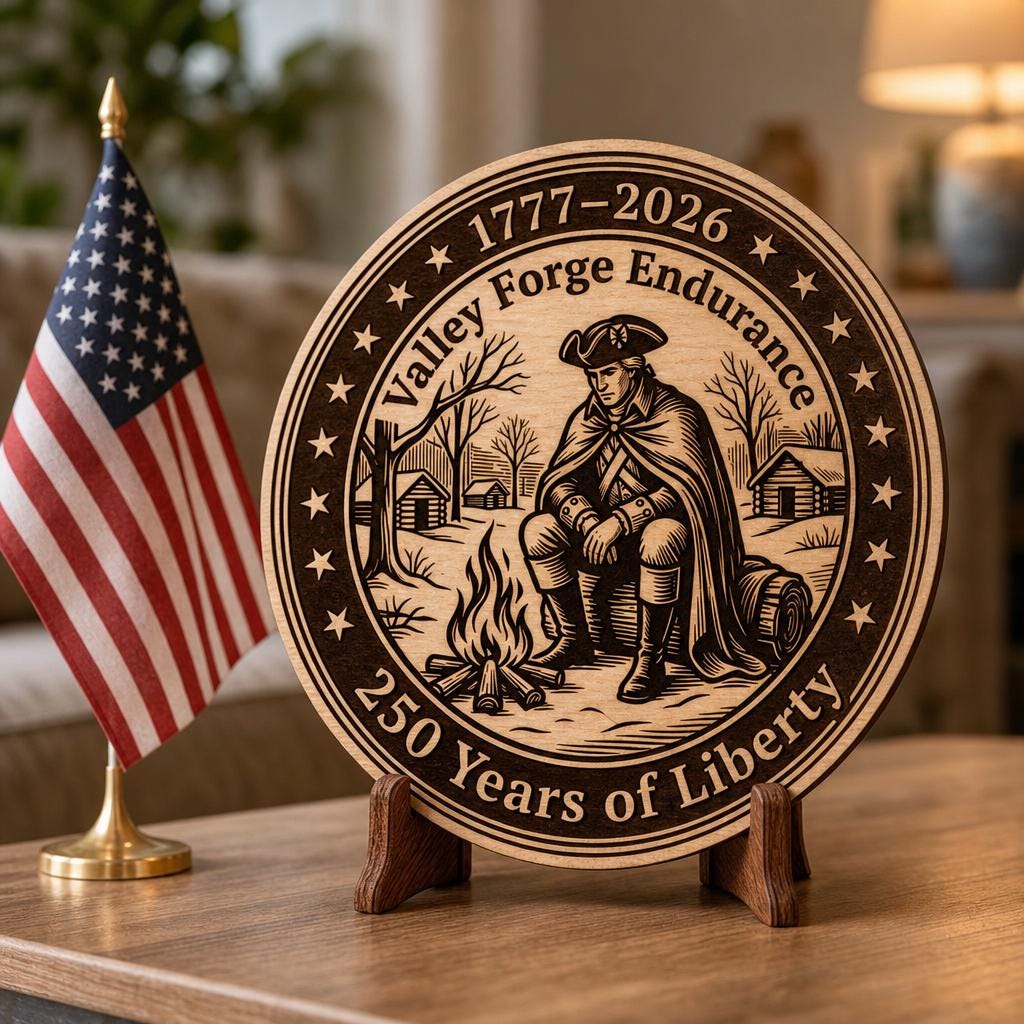 Pacchetto di incisioni sulla Guerra d’Indipendenza, design di cartello in legno patriottico per il 250º anniversario degli USA - immagine 6