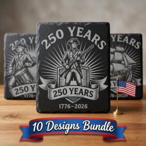 USA 250 Anniversary Coaster PNG, Patriotic Laser Engraving, 1776 2026 Gift