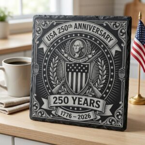 USA 250 Anniversary Engraving Design, Patriotic Eagle, Slate Coaster Laser File
