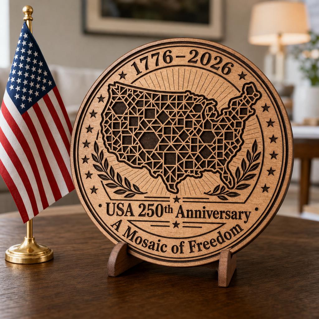 USA 250 Anniversary Patriotic Bundle, Laser Engraving Wood Design, E Pluribus Unum