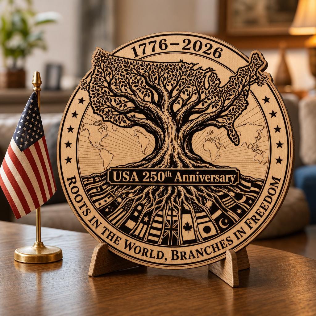 USA 250 Anniversary Patriotic Bundle, Laser Engraving Wood Design, E Pluribus Unum